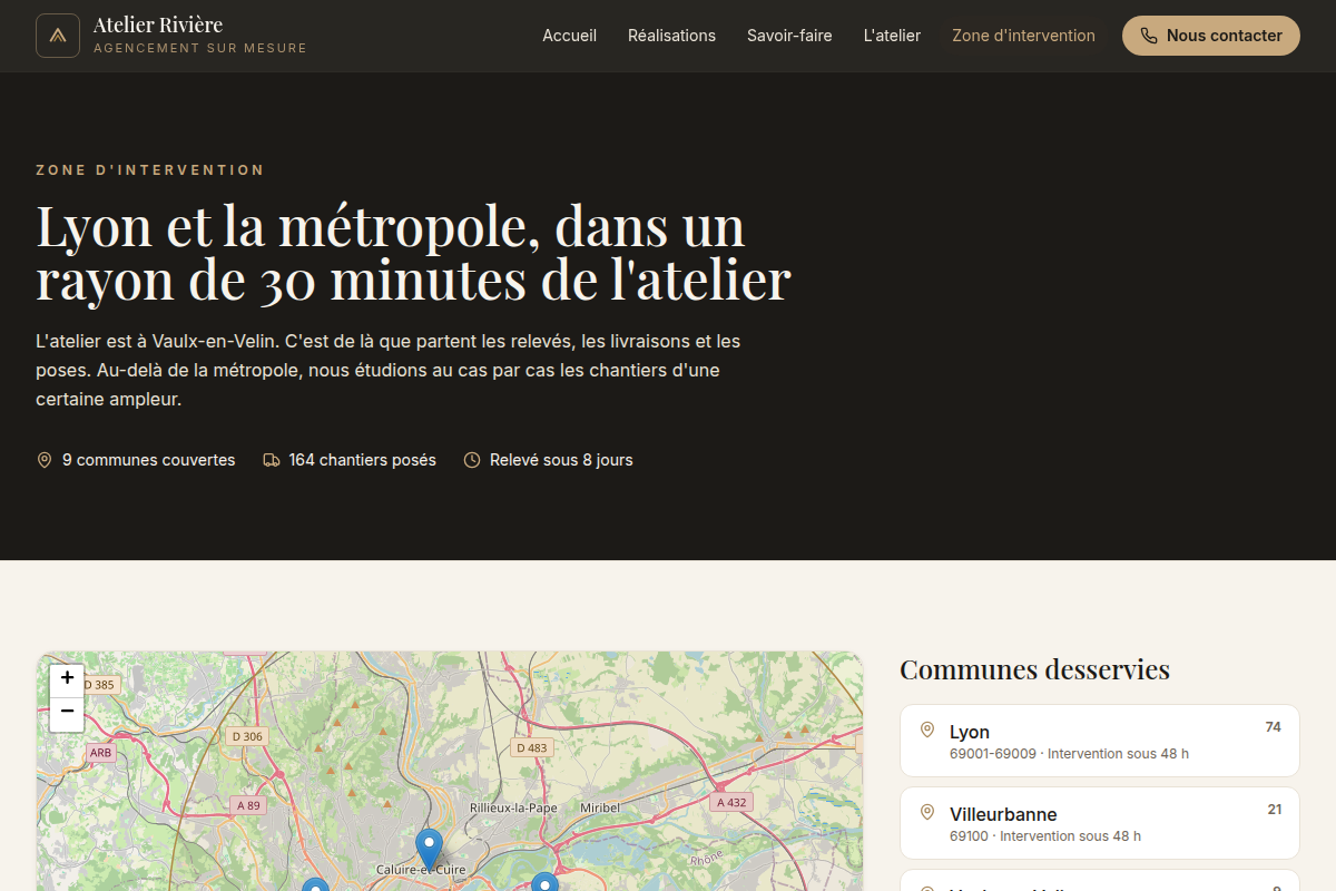 Carte interactive de la zone d'intervention