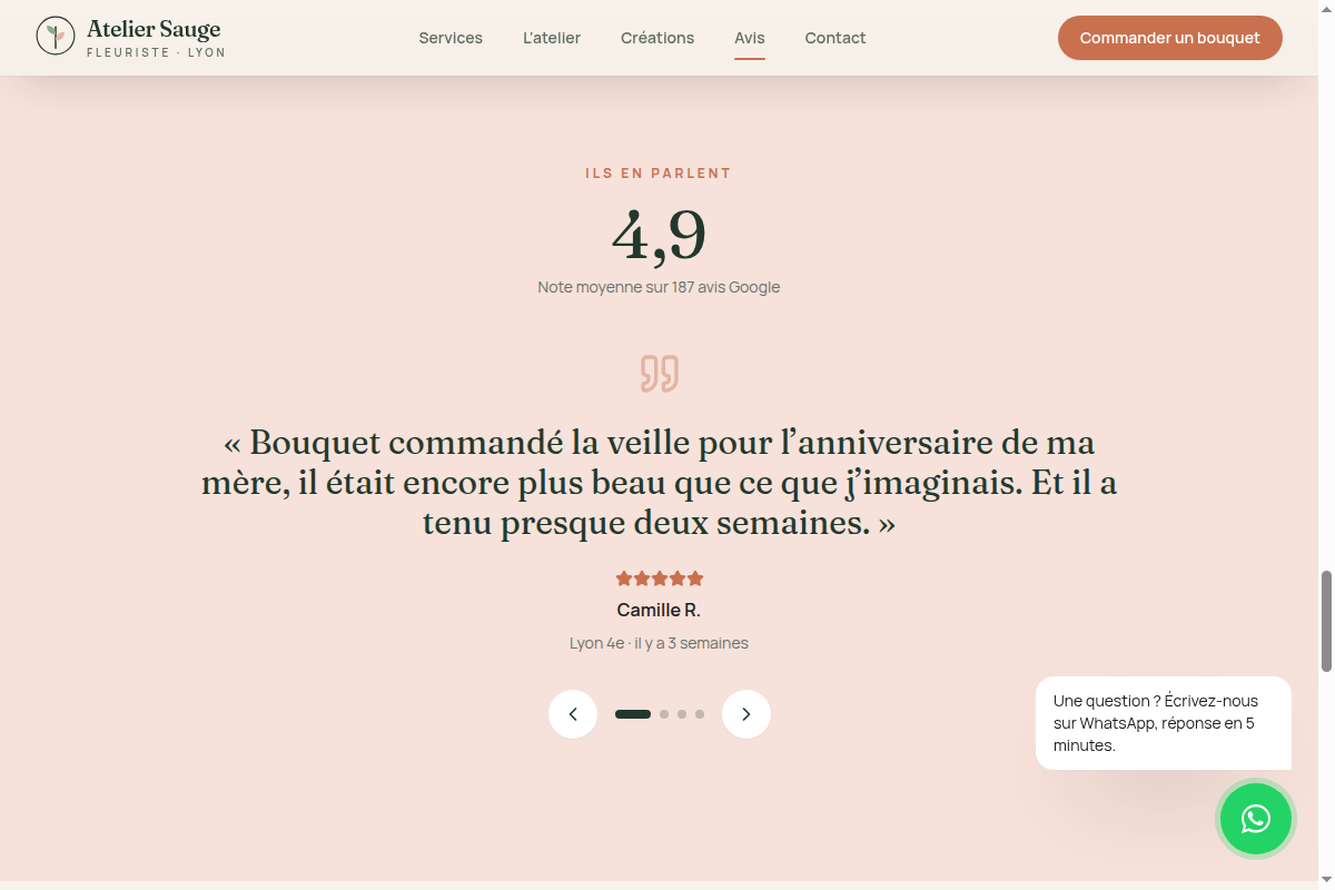 Carousel d'avis clients