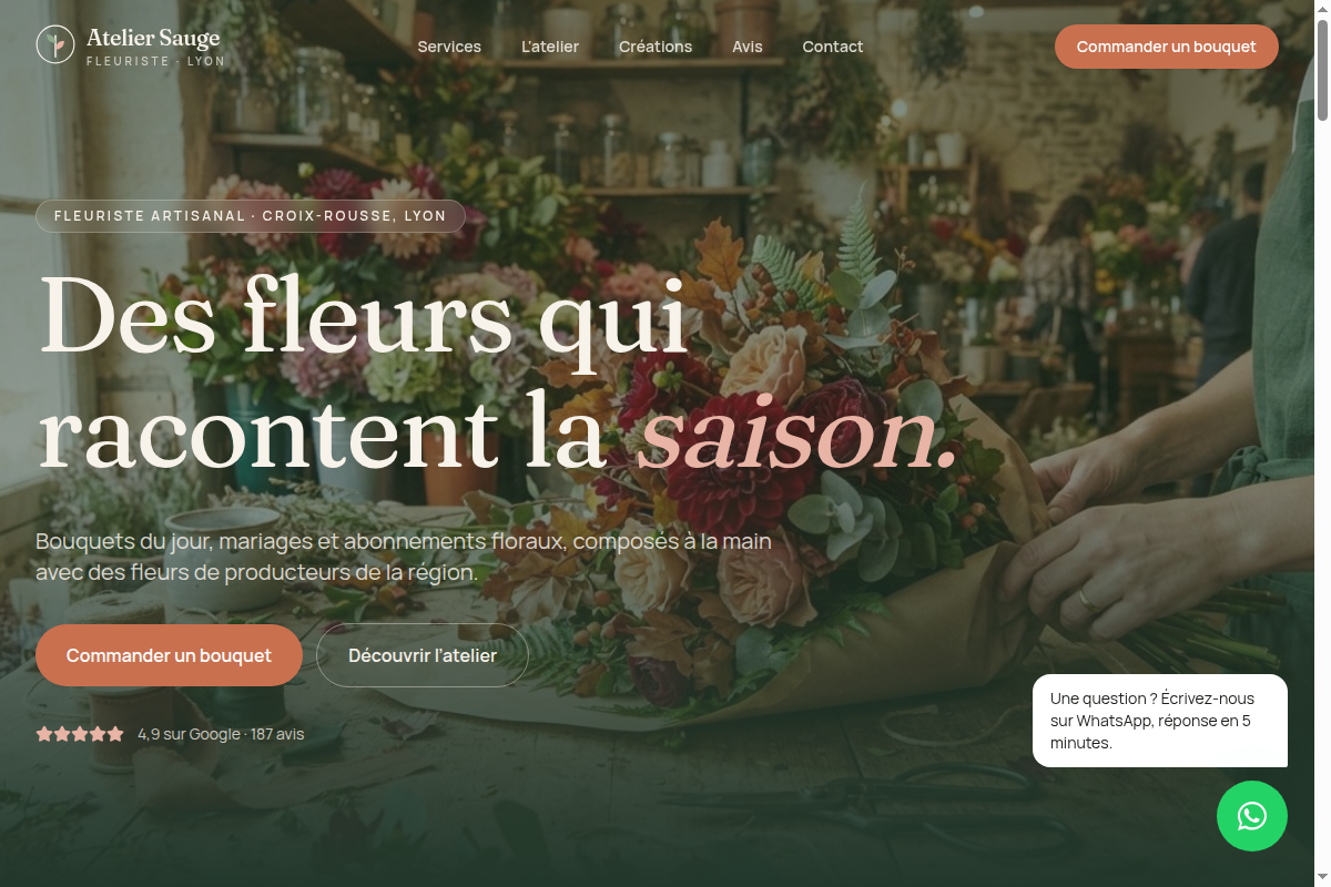 Accueil, bouquets de saison