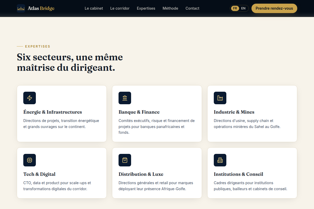 Six domaines d'expertise sectorielle