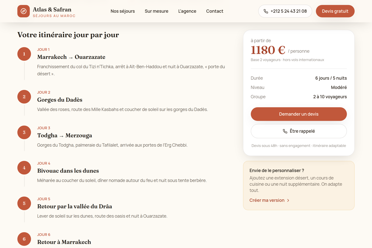 Itinéraire jour par jour détaillé