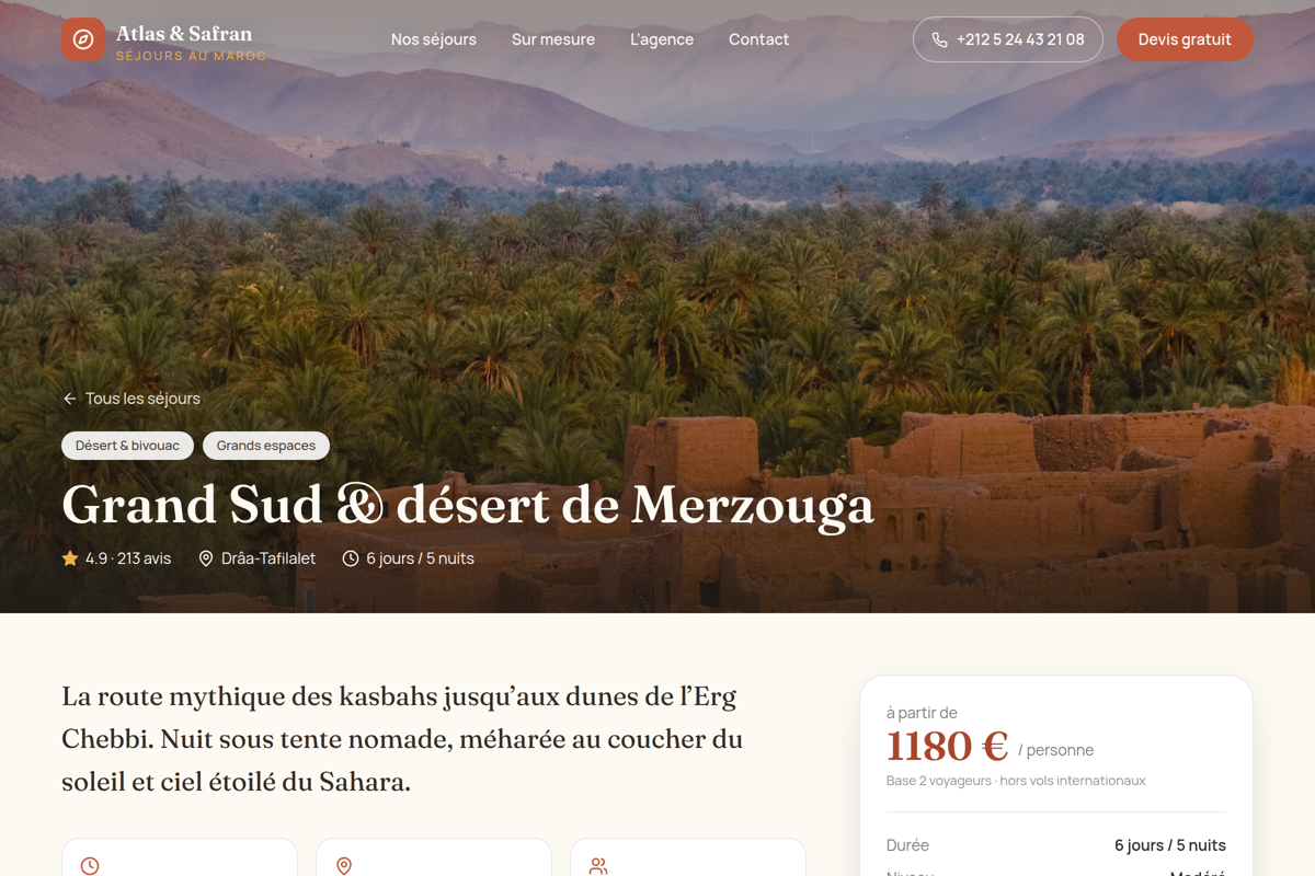 Fiche séjour : aperçu et devis