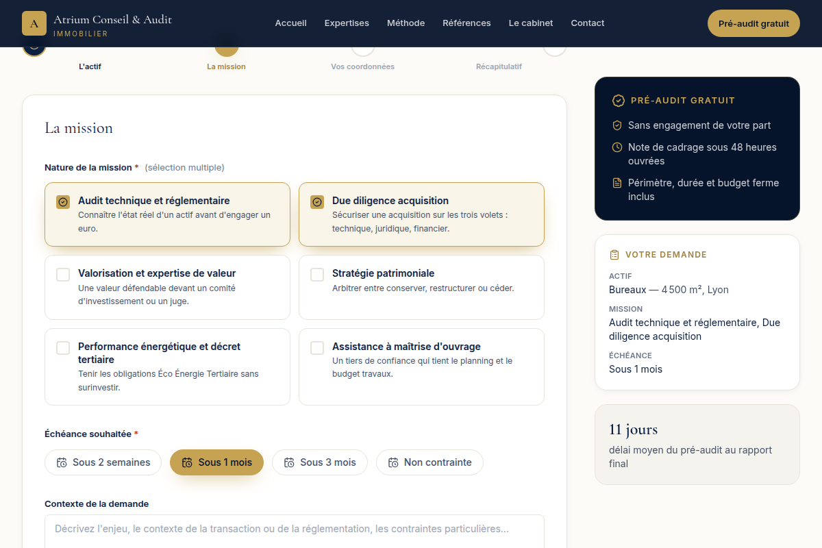 Parcours pré-audit, étape mission remplie