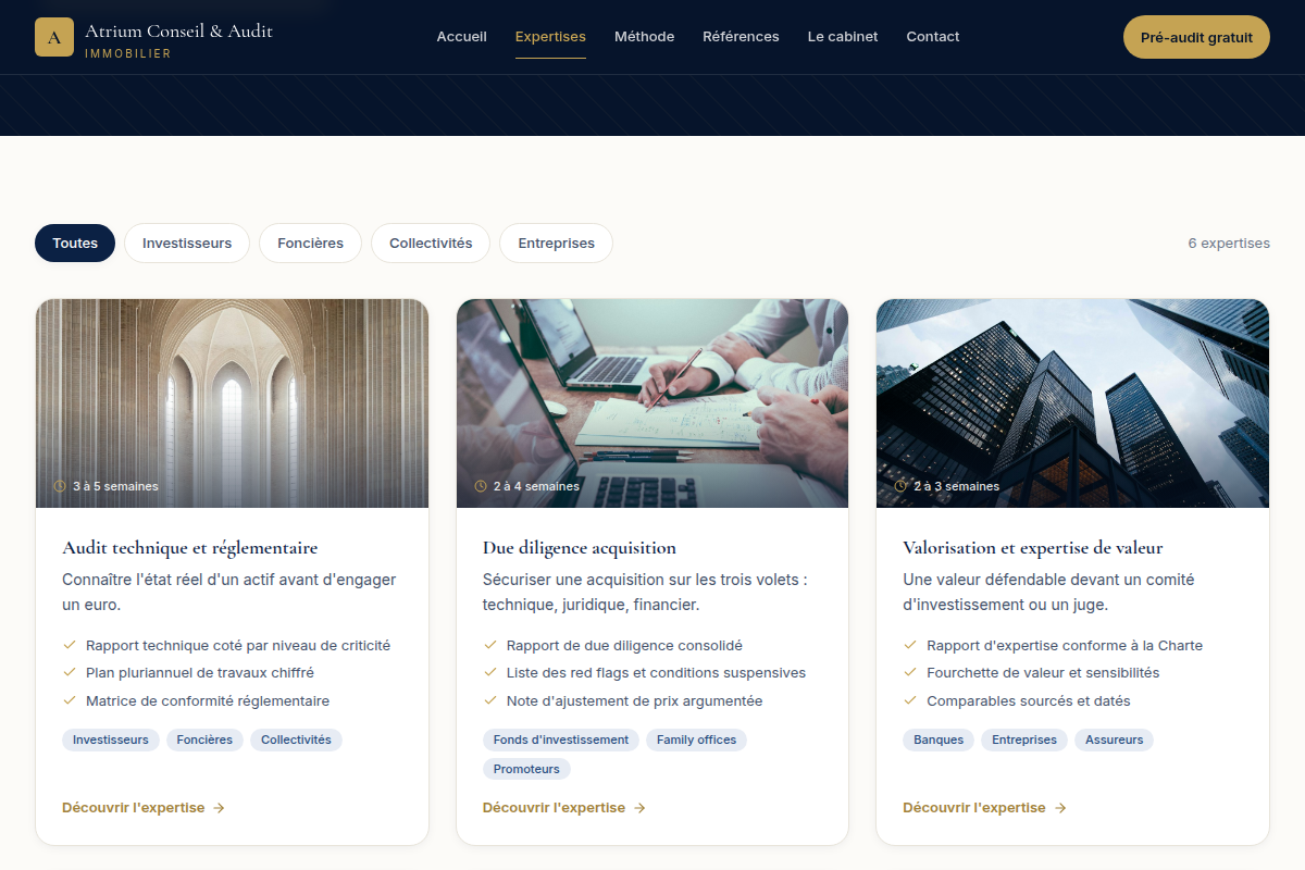 Grille des 6 domaines d'expertise