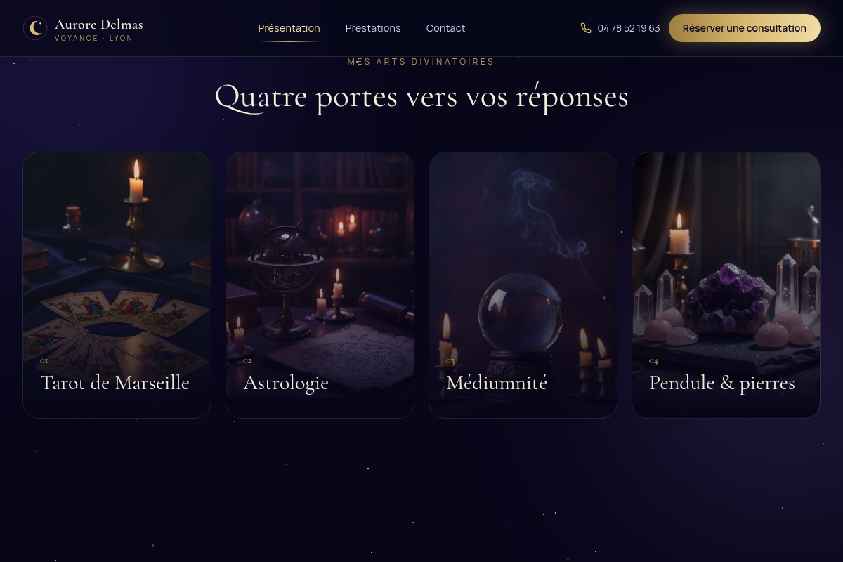 Quatre arts divinatoires en grille
