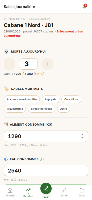 Saisie journalière en quelques gestes