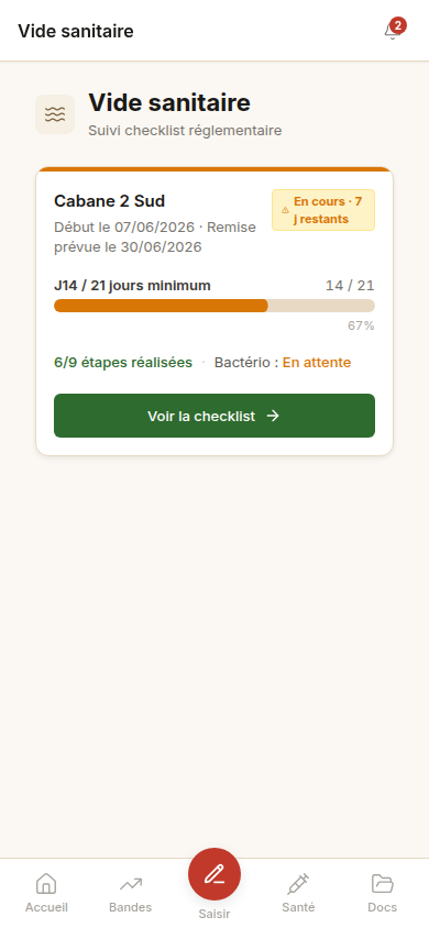 Checklist de vide sanitaire