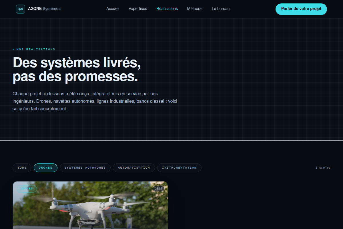Réalisations filtrées par domaine (Drones)
