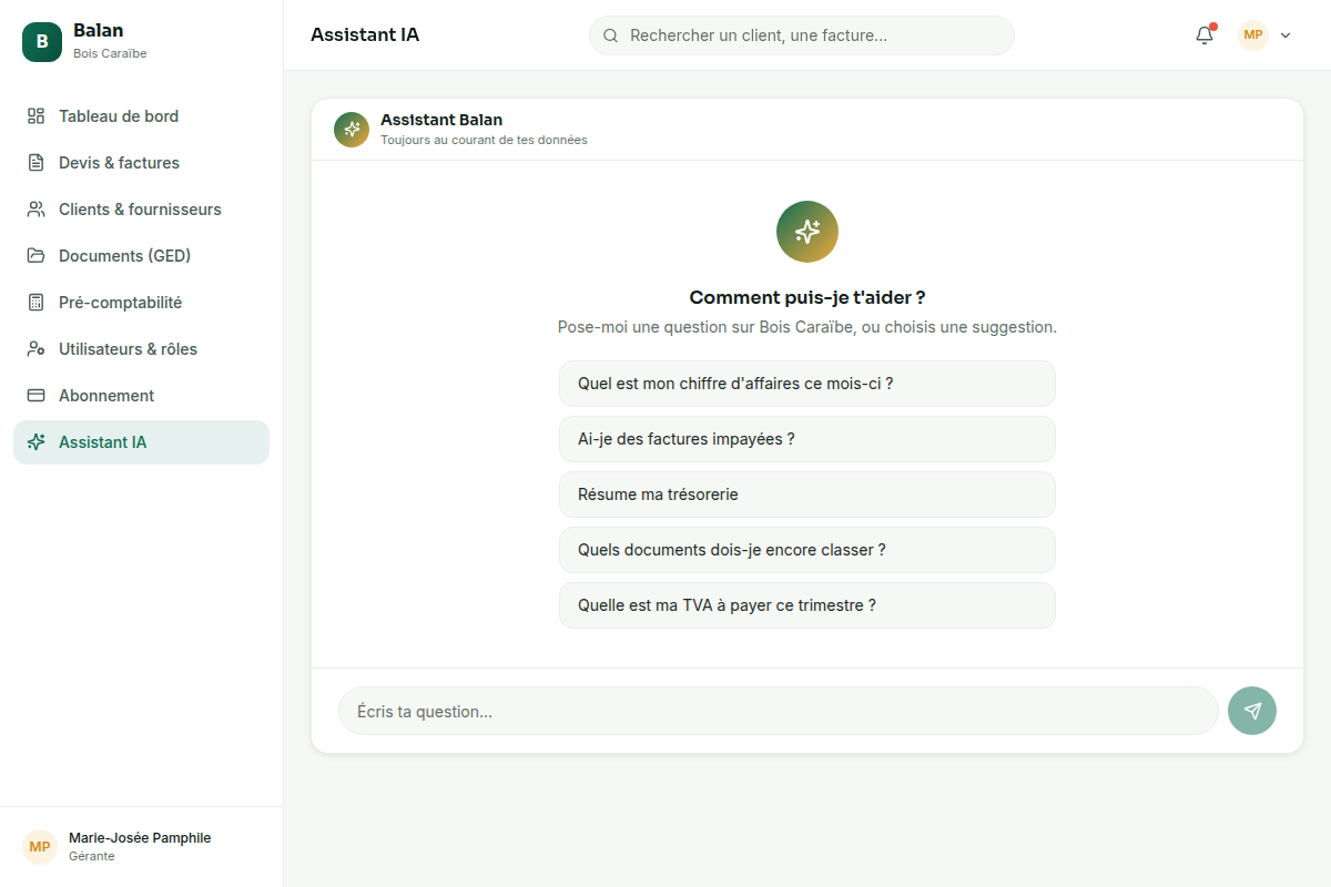 Assistant IA pour interroger son activité