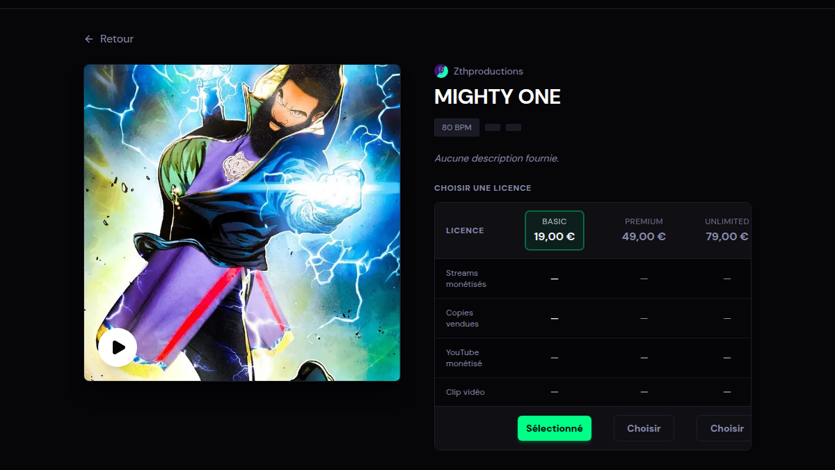 3 niveaux de licence par beat