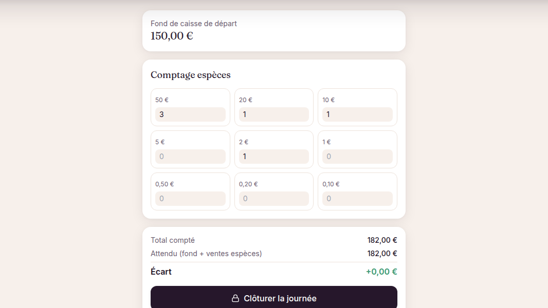 Clôture de caisse sans double comptage