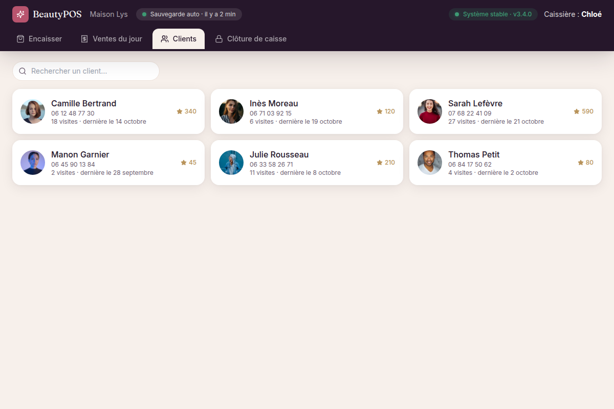 Fichier clientes avec visites et points fidélité