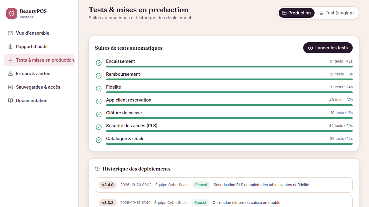Tests automatiques avant chaque mise en ligne