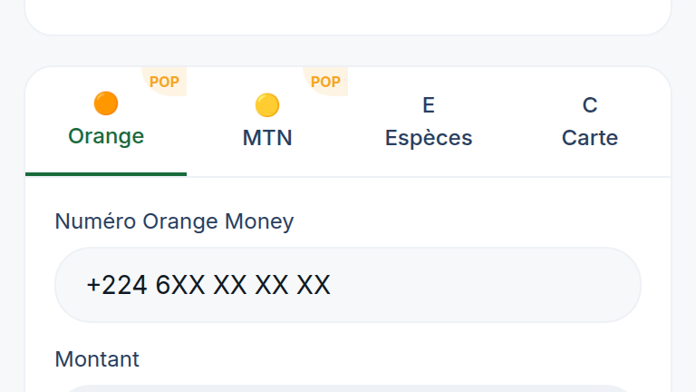 Paiement mobile money d'abord