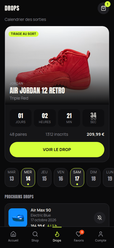 Calendrier des drops à venir