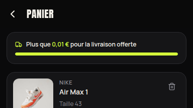 Barre de progression vers la livraison offerte