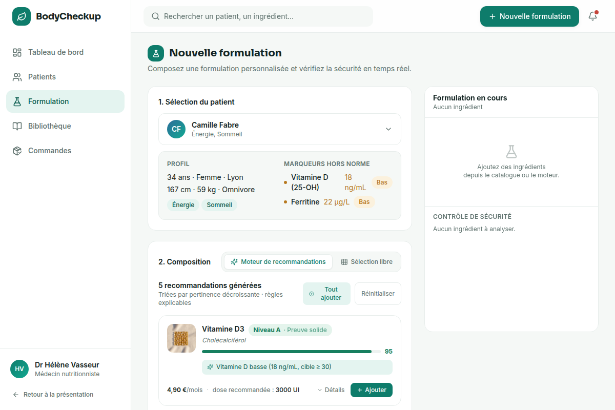 Moteur de reco : ingrédients scorés et justifiés