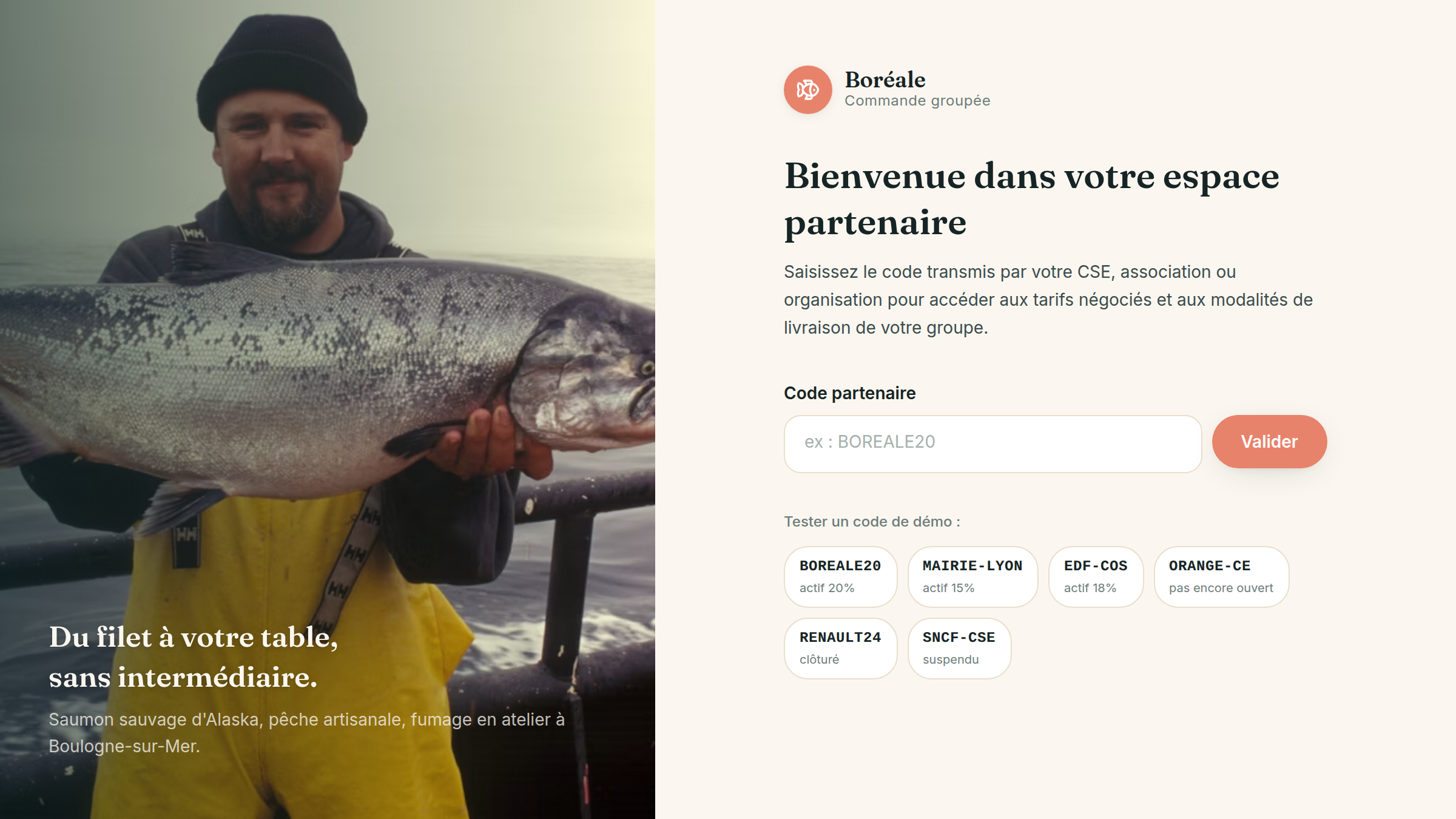 L'accès par code partenaire