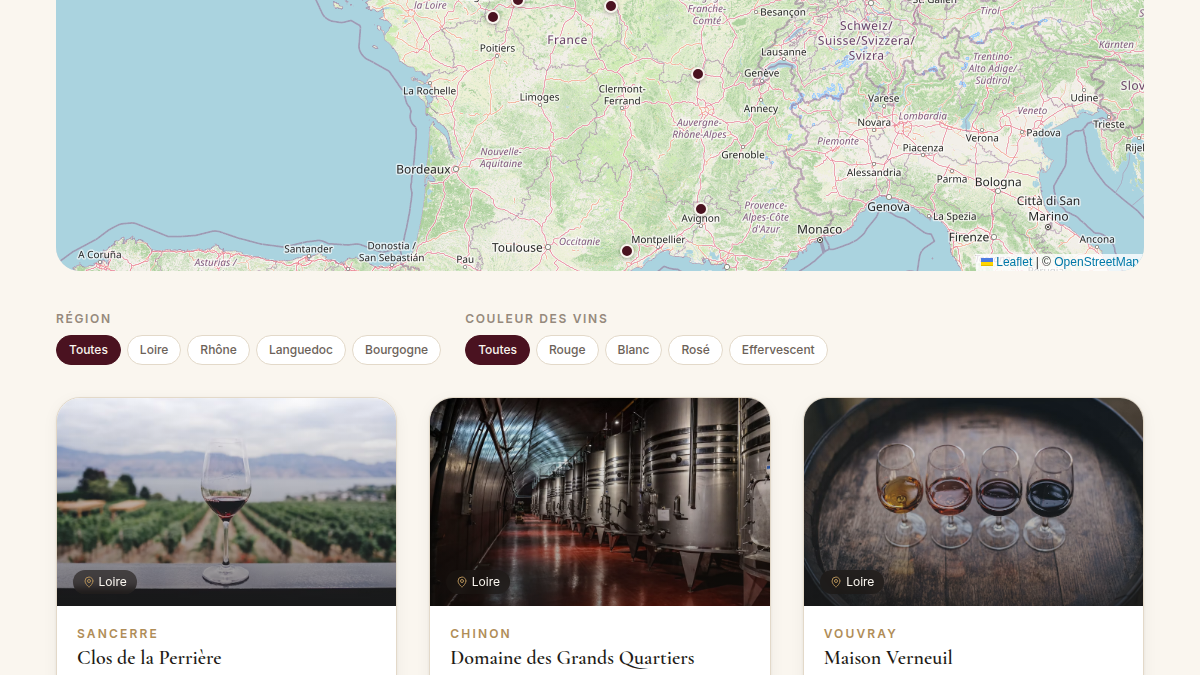 Carte interactive des domaines