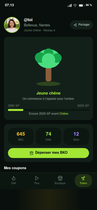 Arbre de progression, XP et compteurs du profil
