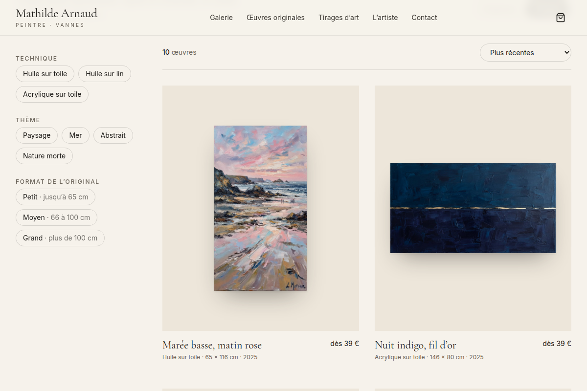 Tirages d'art numérotés, prix dès 39 €