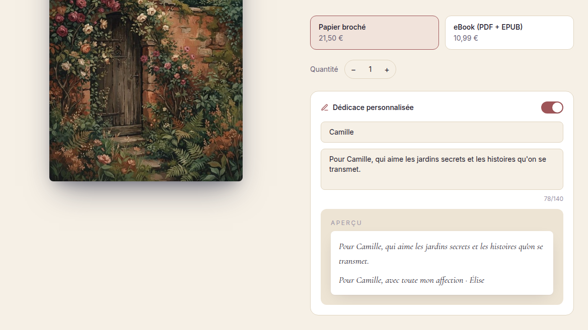 Dédicace personnalisée à la commande