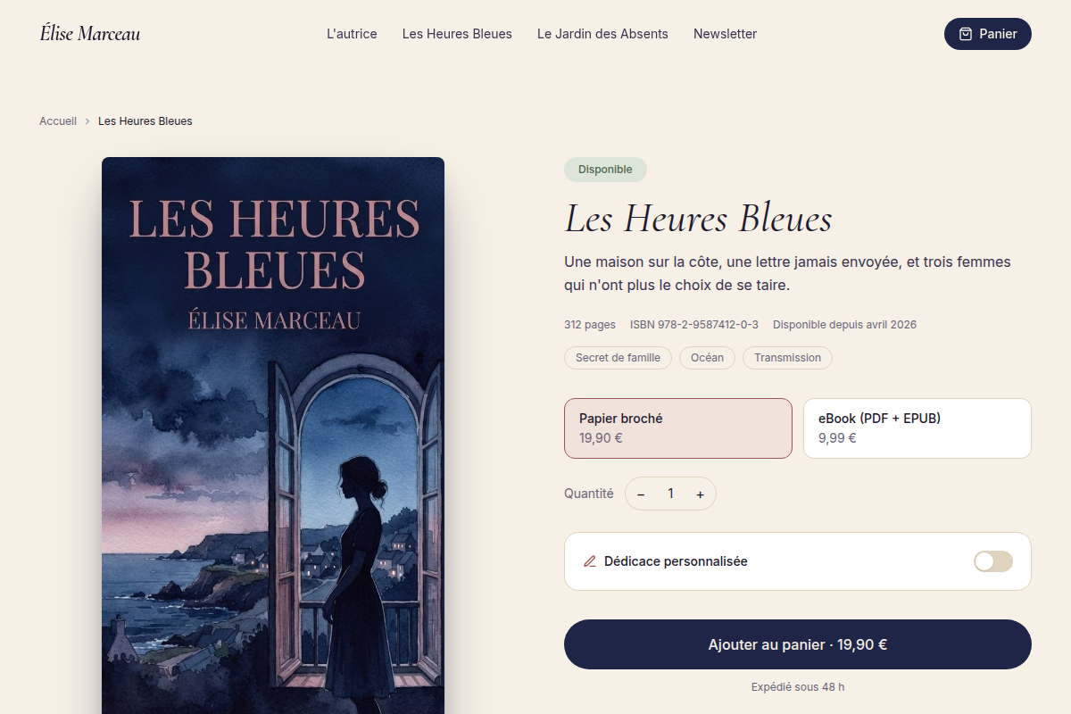 Fiche livre : formats, prix et dédicace