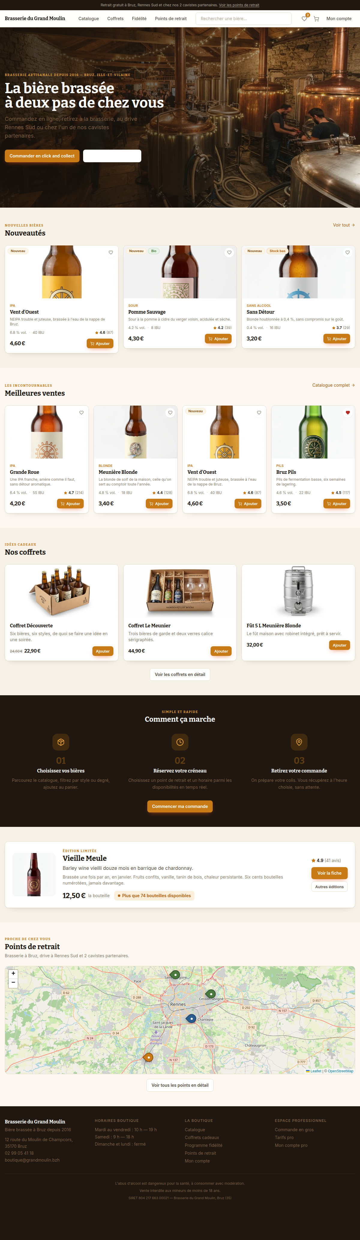 Accueil boutique, sélection de bières