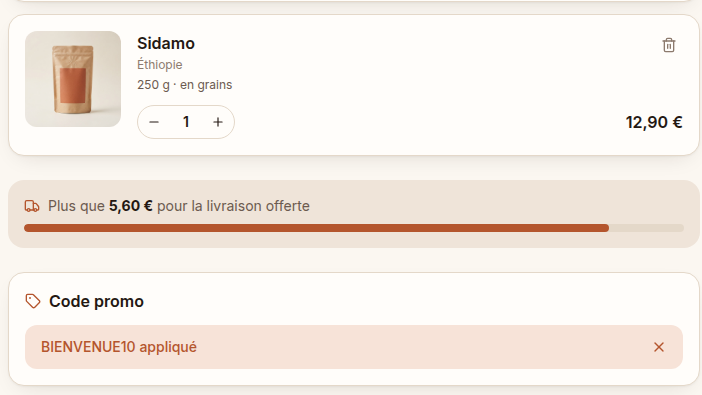 Livraison offerte et code promo