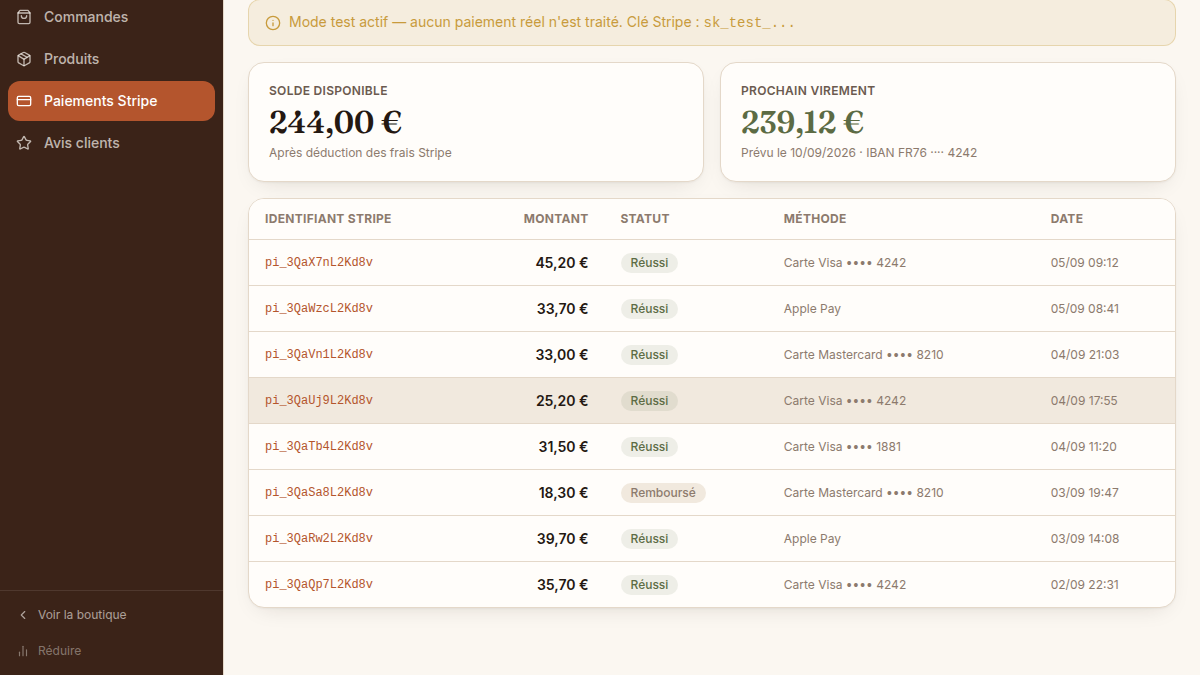 Traçabilité des paiements Stripe