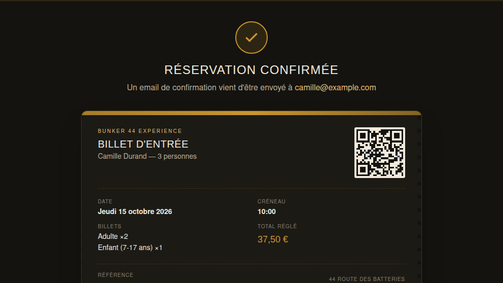 Billet QR code sécurisé