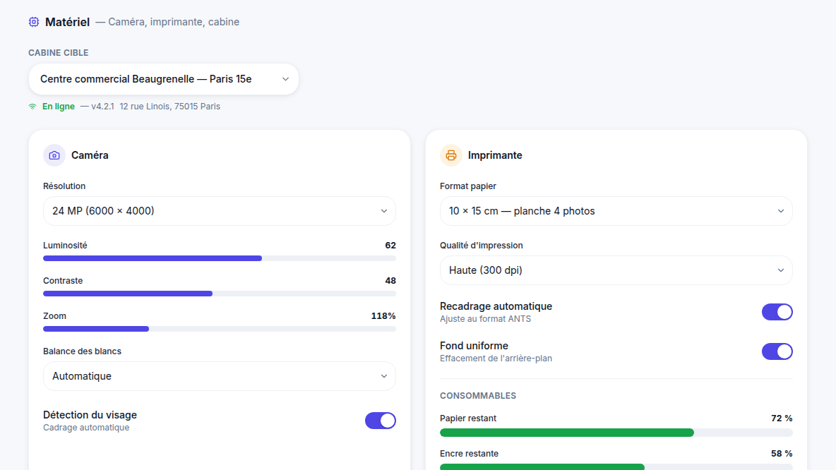 Réglages et maintenance à distance