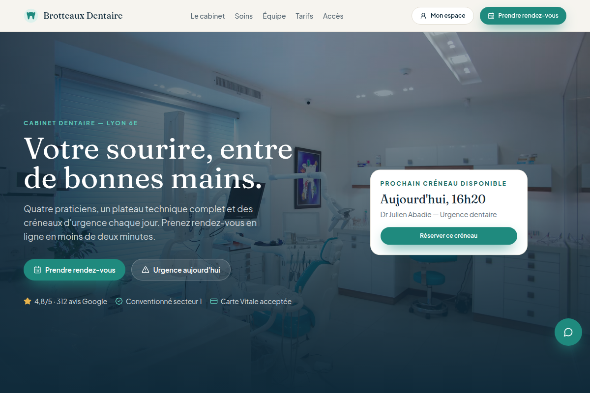 Page d'accueil du site vitrine