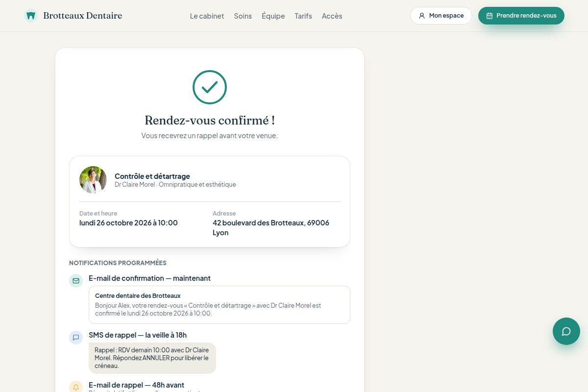 Rendez-vous confirmé en ligne