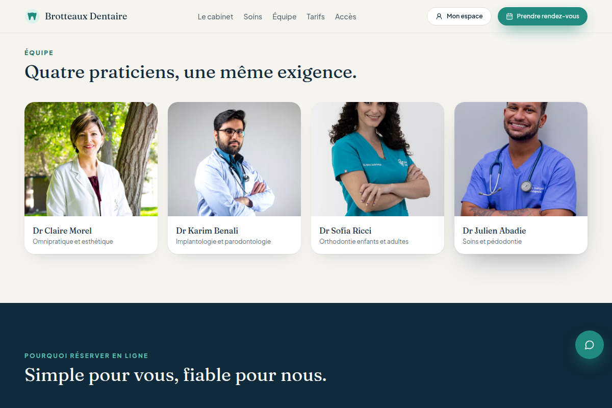 Présentation des 4 praticiens