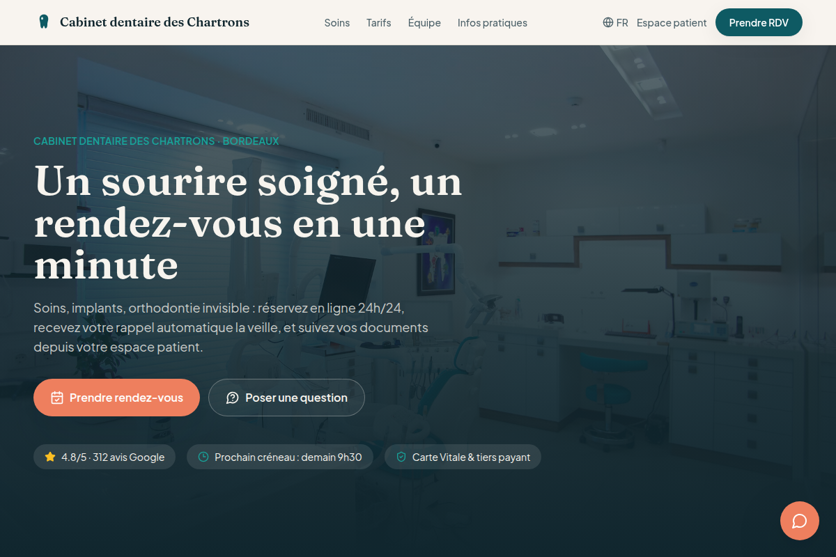 Accueil : prise de rendez-vous en un clic