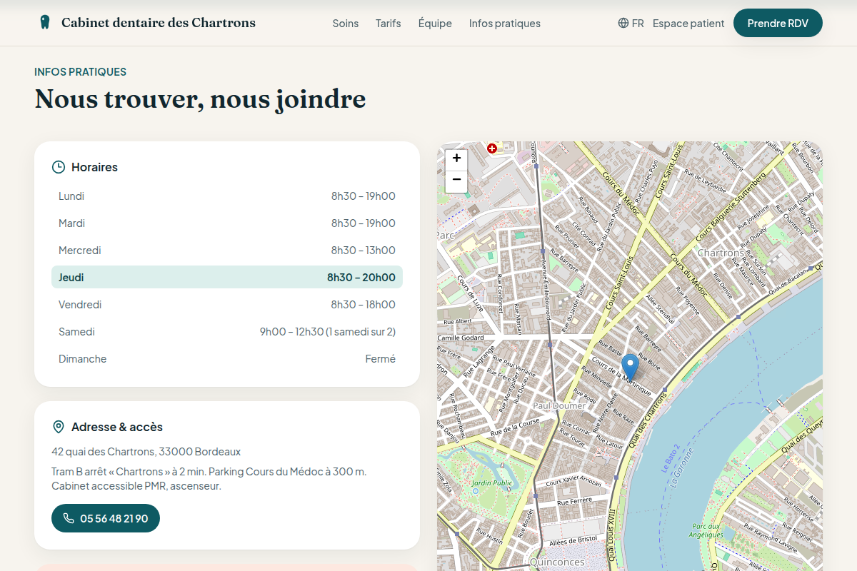 Horaires, accès et carte interactive
