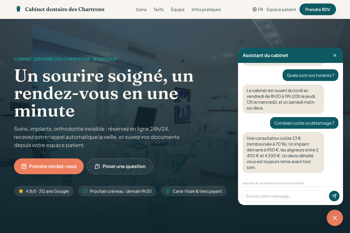 Assistant du cabinet : horaires et tarifs en direct