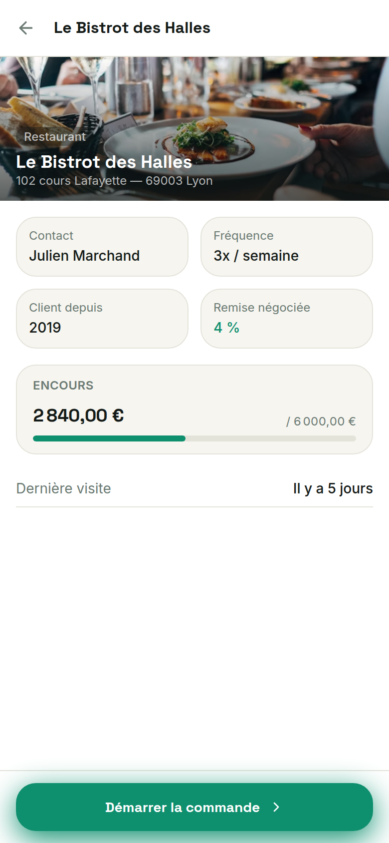 Fiche client avec remise et encours