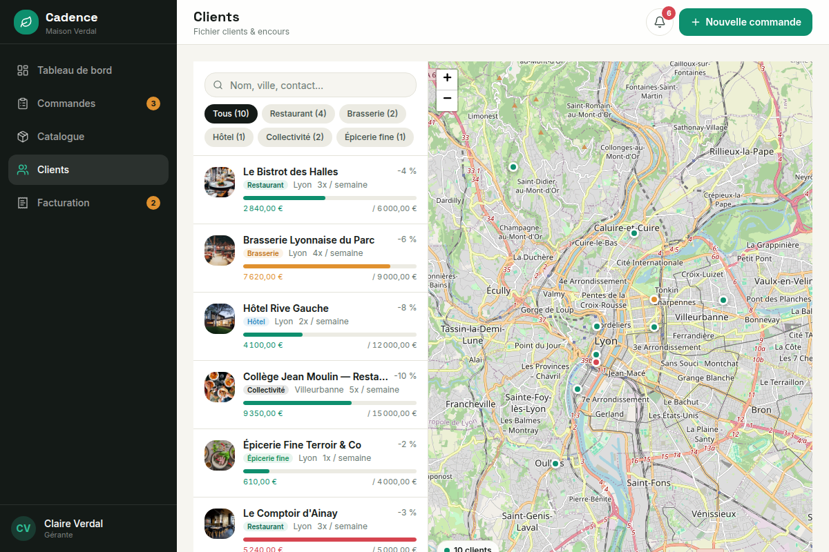 Fiche clients avec encours et remises