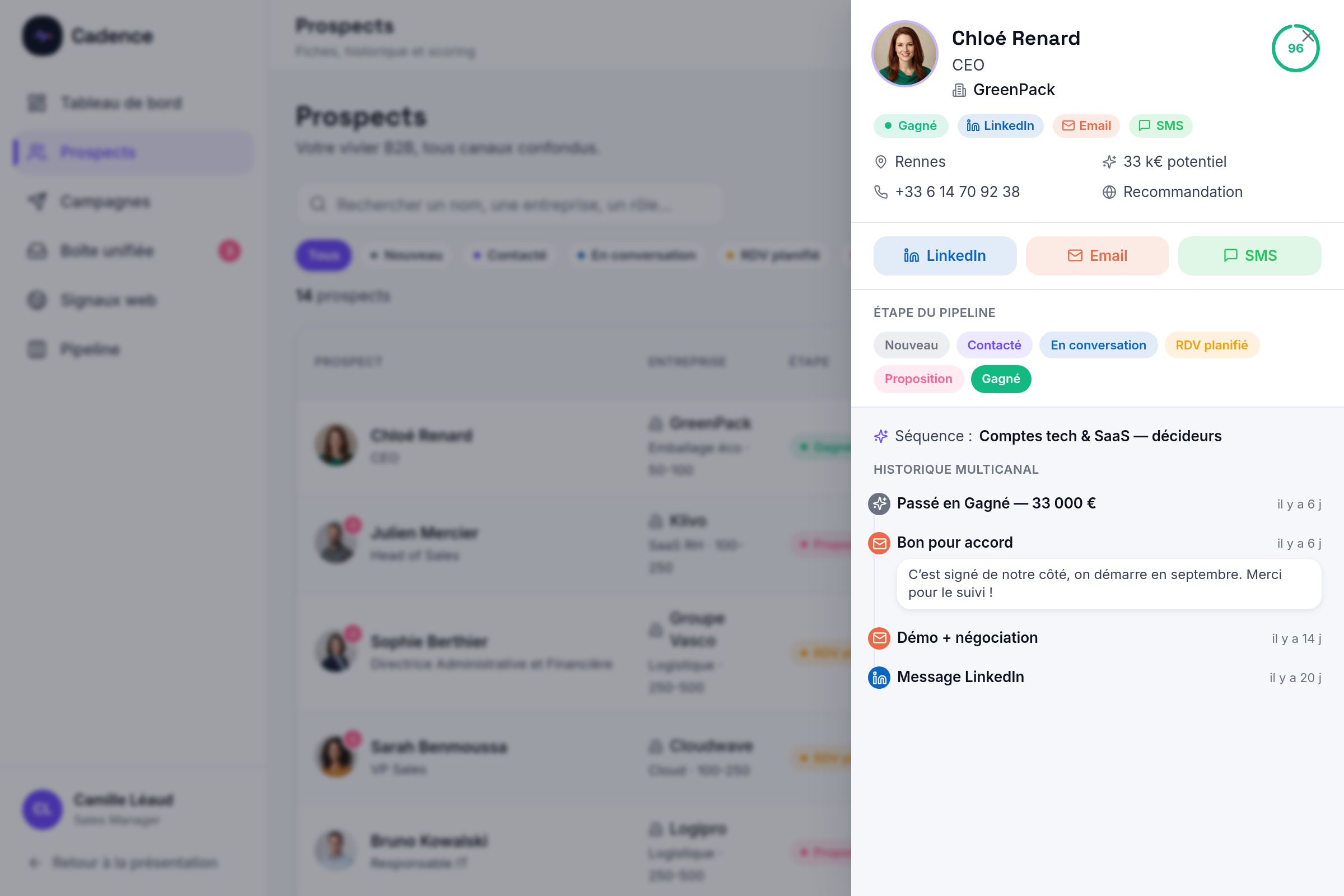 Fiche prospect et historique multicanal