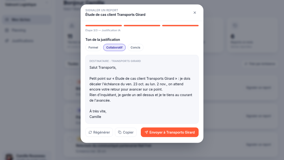 Justification rédigée par l'IA