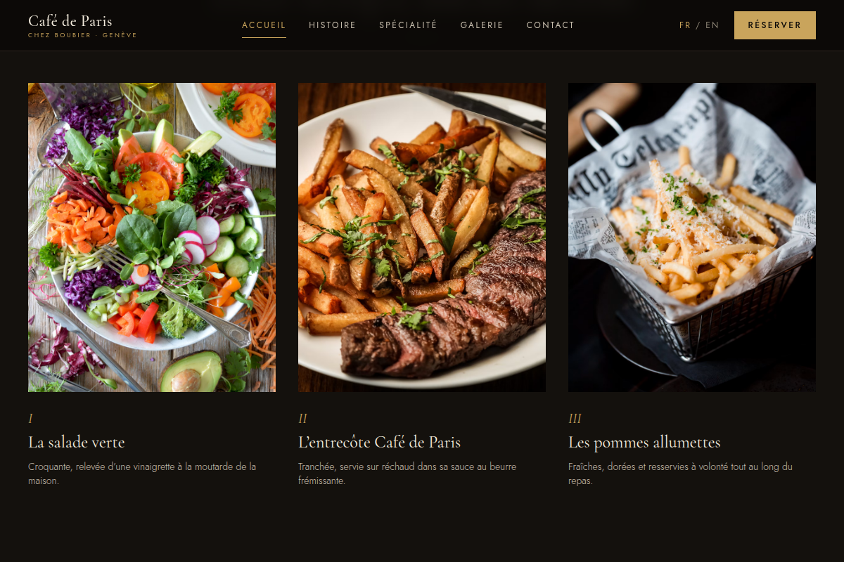 Le menu unique en trois temps