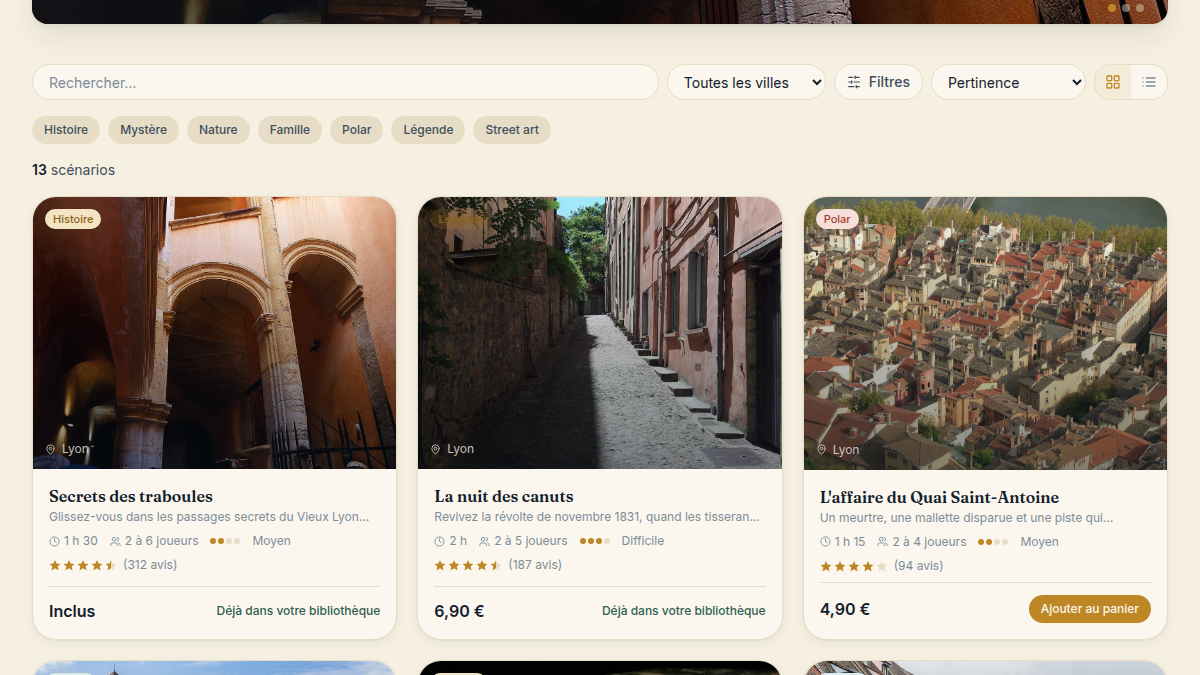 Filtres et achat en un clic