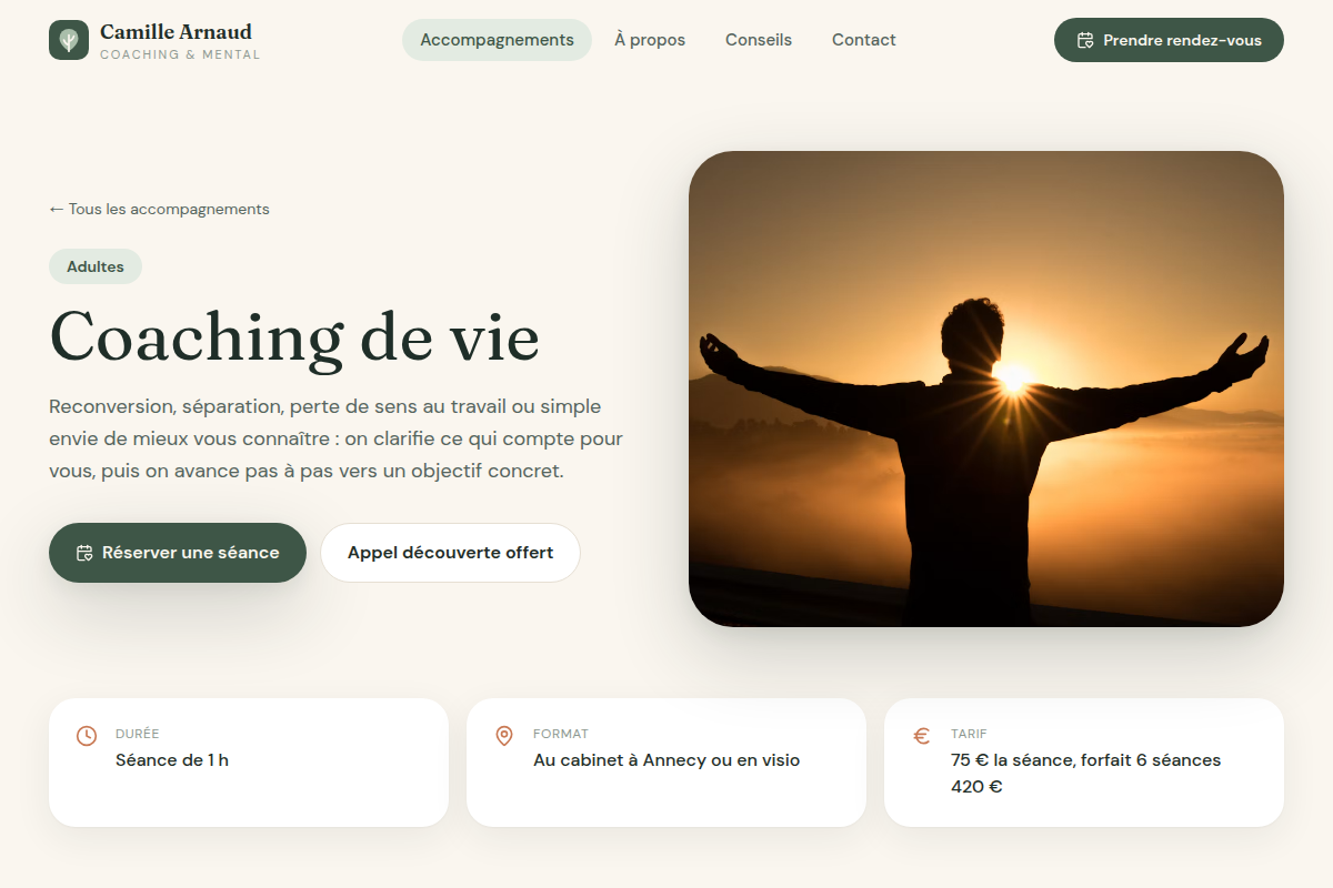 Détail d'un accompagnement : coaching de vie