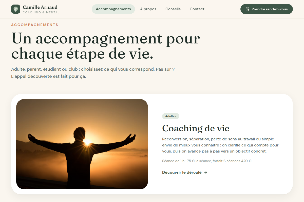 Liste des 4 accompagnements proposés