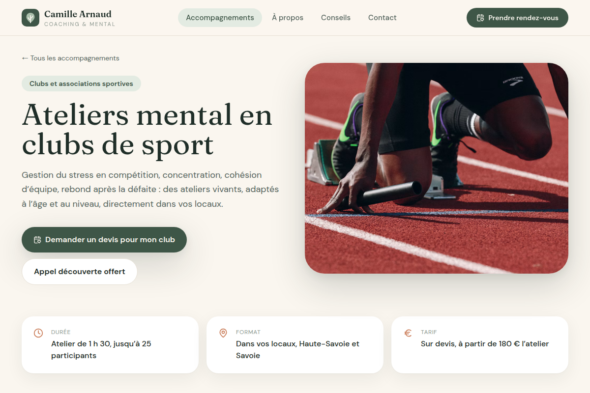 Détail : ateliers mental en clubs de sport