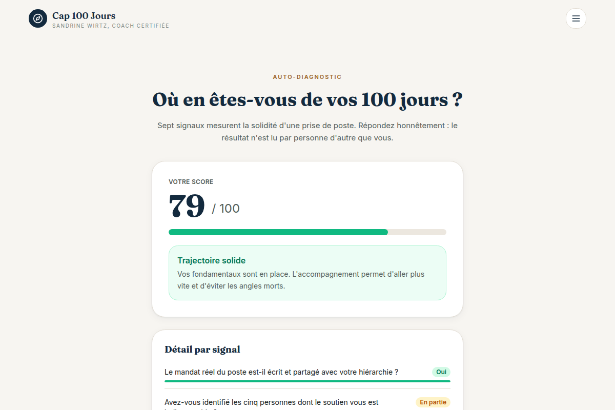 Score sur 100 et formule recommandée