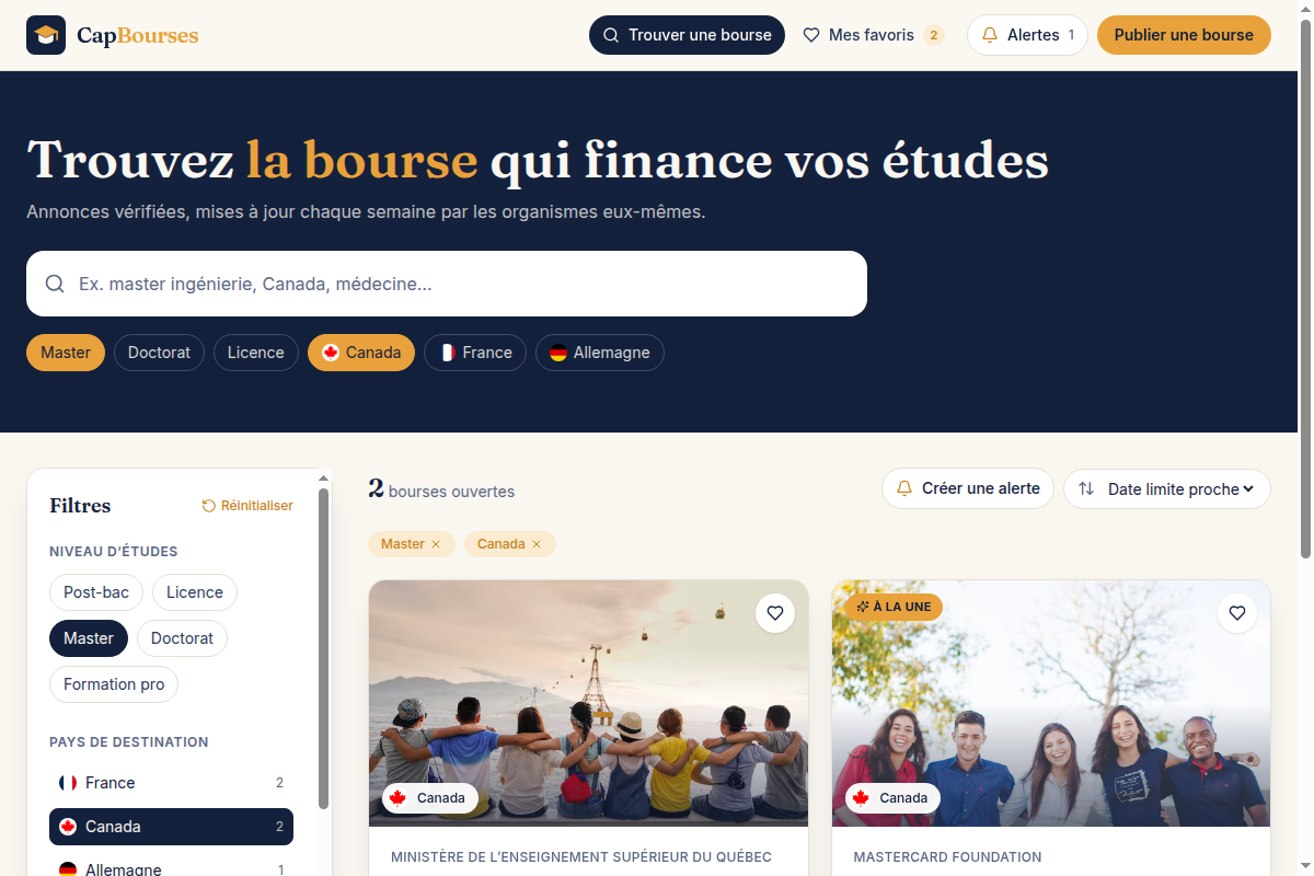 Filtres actifs, résultats mis à jour en direct