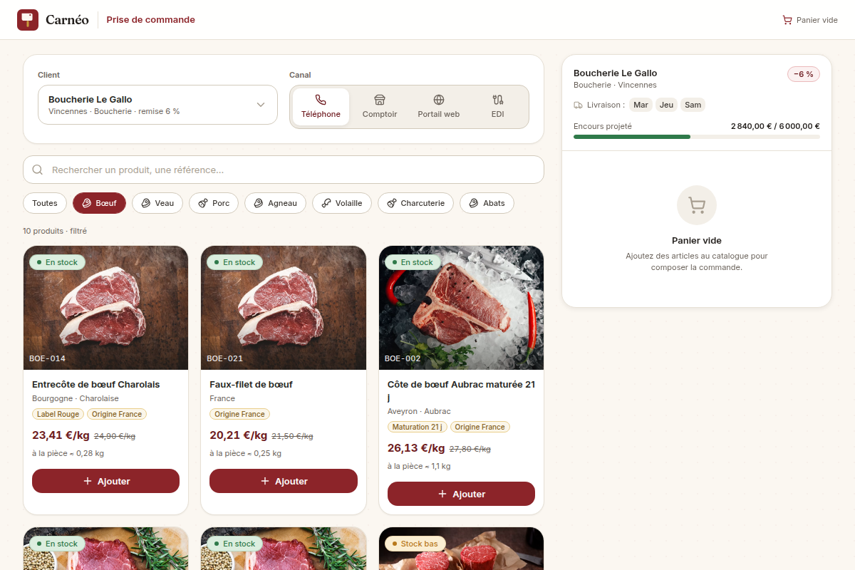 Filtre par famille de viande